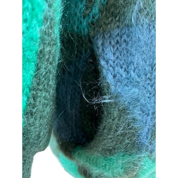 Vitage Mohair Green Geometric Mohair Blend Button-Up Cardigan Sweater Women’s - Picture 7 of 11